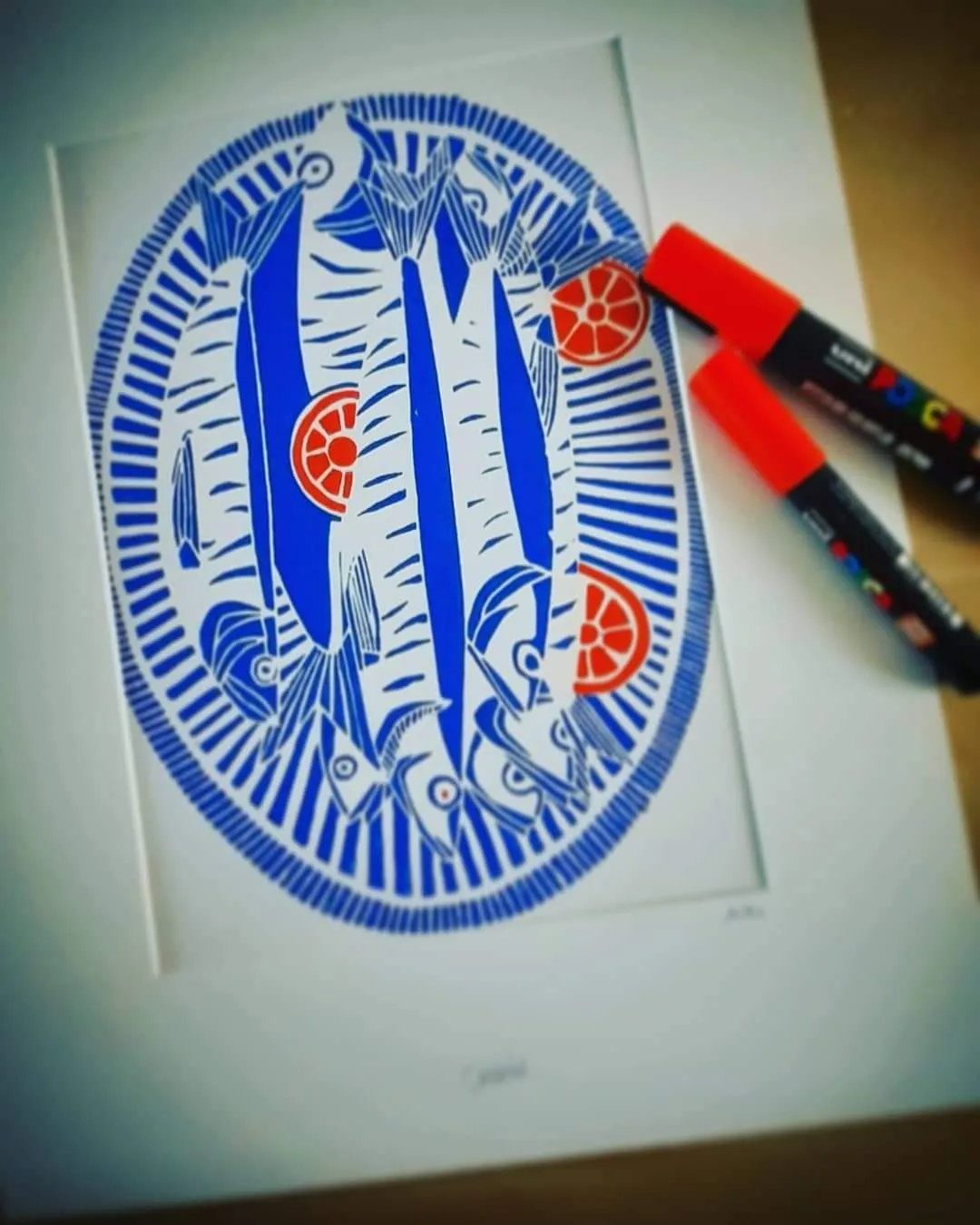 Linogravure “Les maquereaux à l’orange” – Image 2