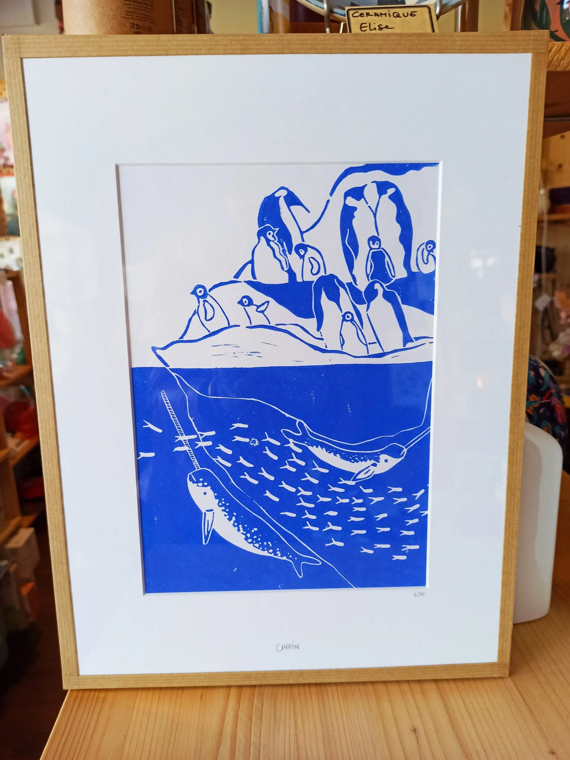 Linogravure “Les manchots”